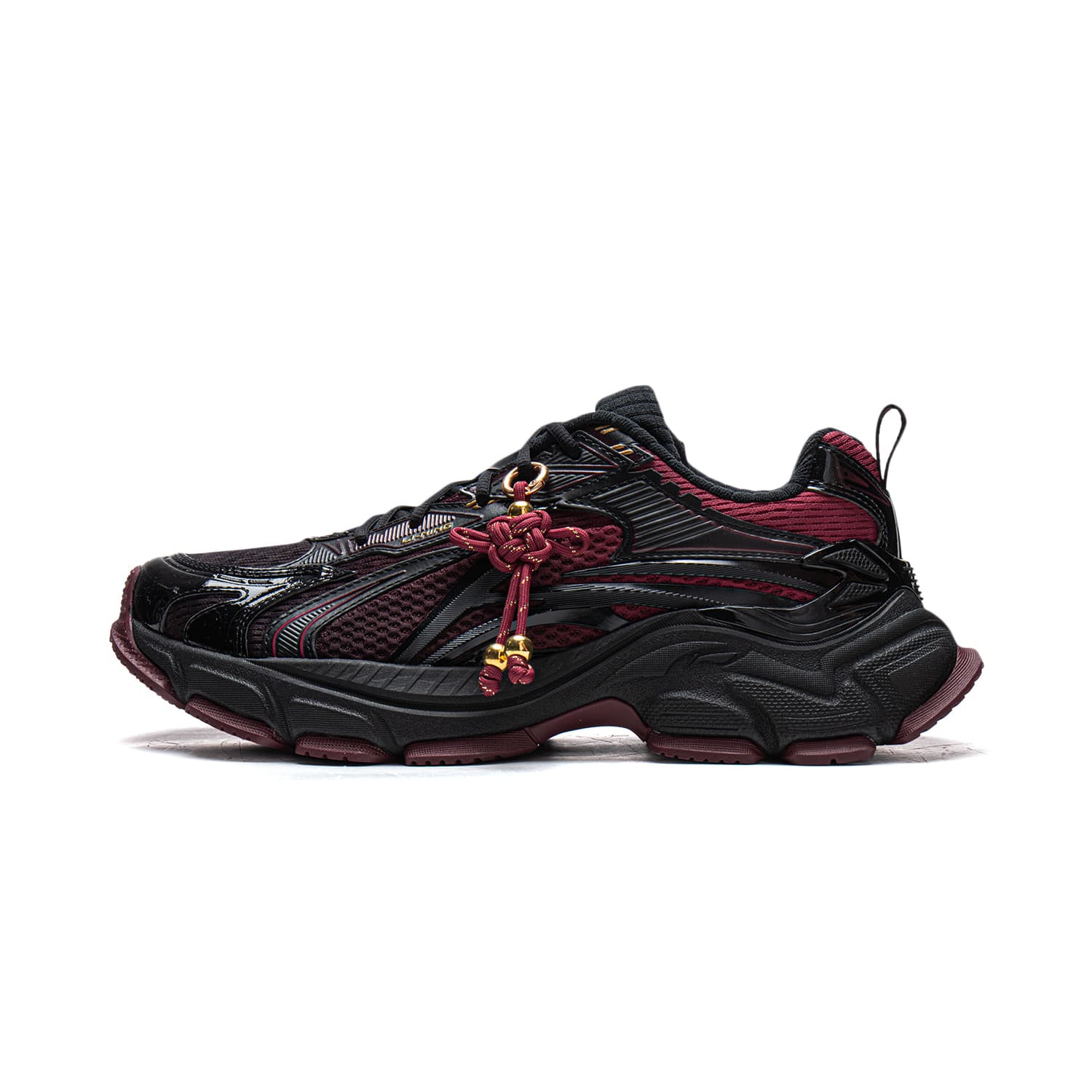 Кроссовки Li-Ning LINING Cloud L2K CNY Универсальный винтаж на платформе Увеличение роста Модный тренд Лоу-топы Повседневный Мужской Черно-красный - изображение 1