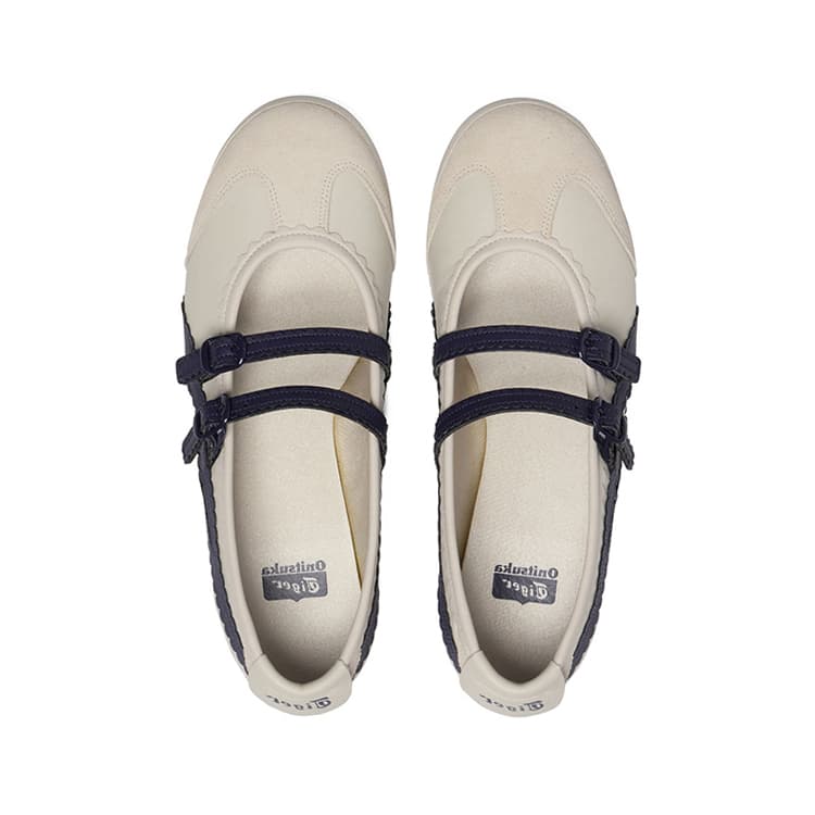 Onitsuka Tiger MEXICO 66 TGRS Тонкие и Без Форма Туфли Мэри Джейн Женские Бежевый Темно-синий Синий - изображение 5
