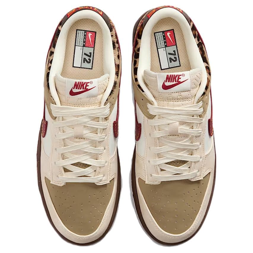 Кроссовки Nike Dunk кожа низкий топ скейтборд обувь женский бежевый красный - изображение 4