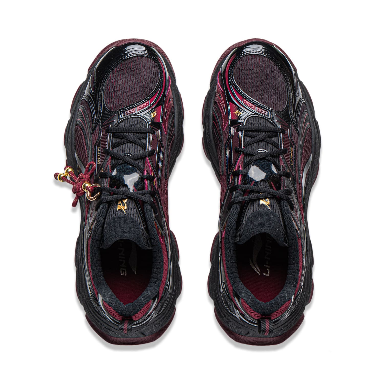 Кроссовки Li-Ning LINING Cloud L2K CNY Универсальный винтаж на платформе Увеличение роста Модный тренд Лоу-топы Повседневный Мужской Черно-красный - изображение 4