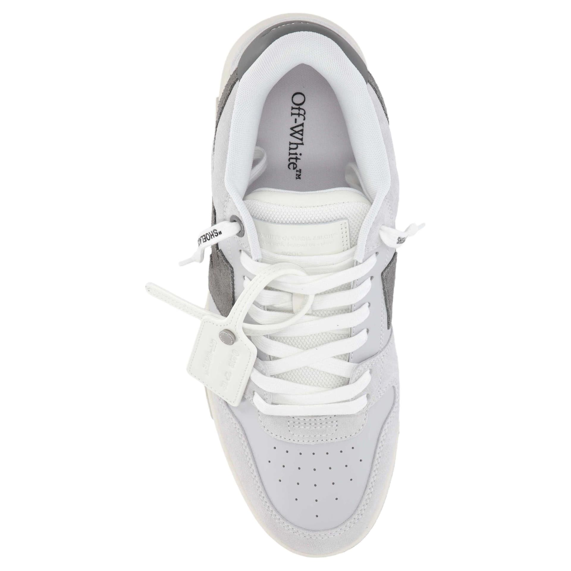 Кроссовки OFF-WHITE Лицевая коровья кожа Круглый носок Шнуровка Низкие кроссовки Мужские Серый - изображение 4