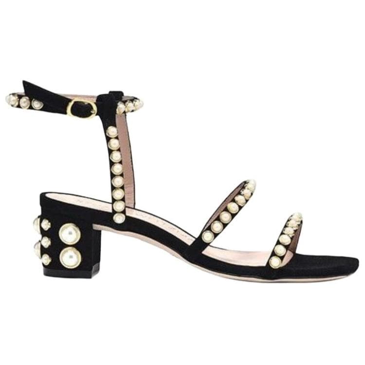 Шлёпанцы Stuart Weitzman Sw Кожа One Шнуровка Сандалии 5 см Женские Черные - изображение 2