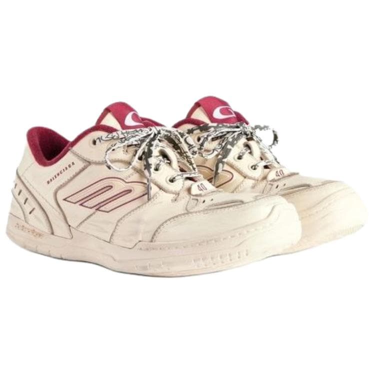 Кроссовки Balenciaga Hamptons Worn-Out Low Top Sneakers White Red - изображение 4