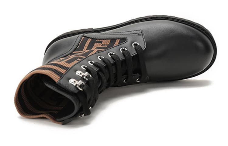 Ботинки Fendi Leather Printed Lace-up Martin Boots - изображение 5