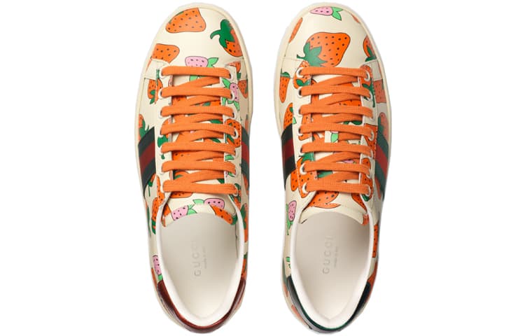 Кроссовки Gucci Ace Leather Strawberry Print - изображение 3