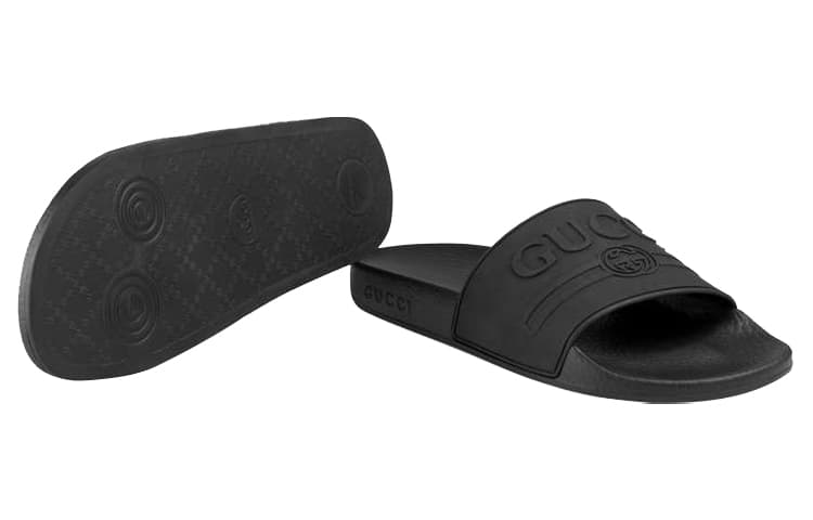Сандалии Gucci Rubber Slide Black - изображение 6