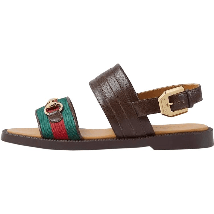 Сандалии GUCCI Пряжка Horsebit Кожа Низкие Сандалии Коричневые Детские - изображение 1
