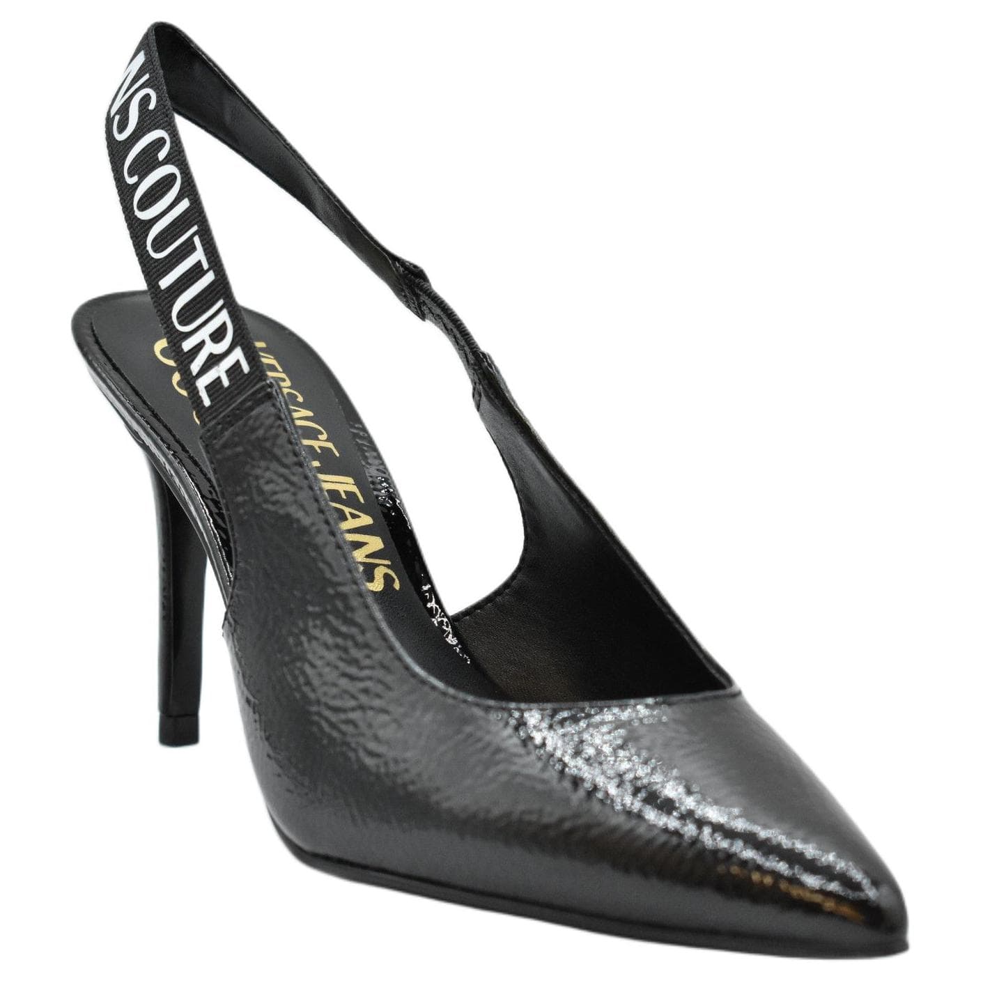 Туфли VERSACE JEANS COUTURE Узкий каблук Высокие каблуки Женские Черный - изображение 3