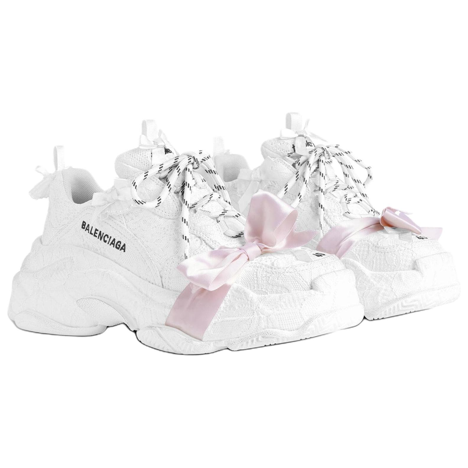 Кроссовки Balenciaga Triple S Кружево Низкие Кроссовки с Толстой Подошвой Женские Белые - изображение 3