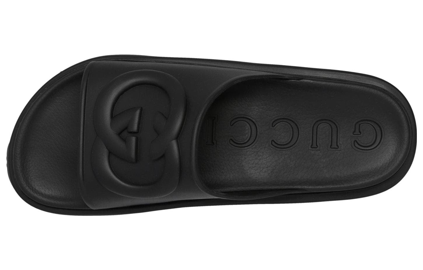 Сандалии Gucci Rubber Slide Sandals Black - изображение 5