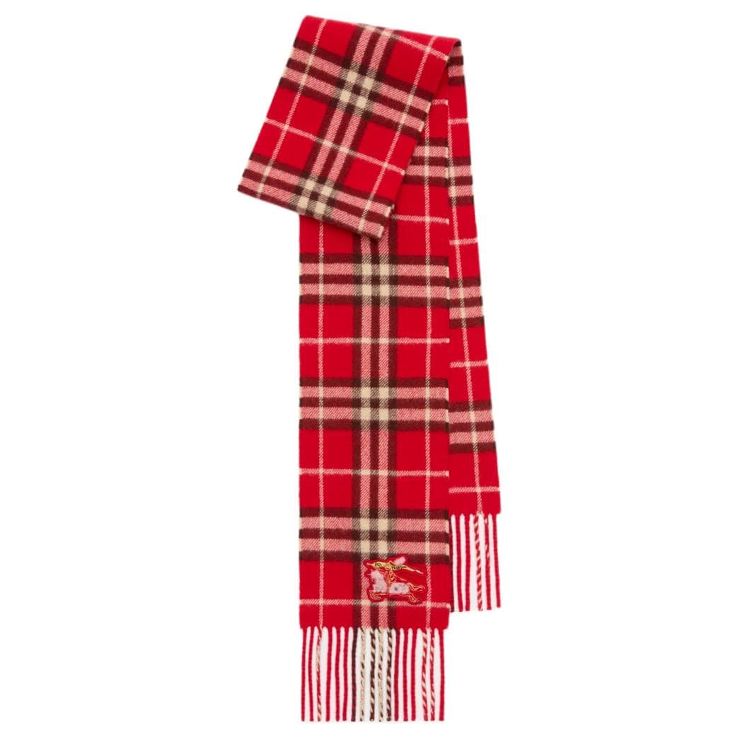 Шарф Burberry Плюш с кольцевым рисунком Вязаные шарфы Женские Карандаш Красный - изображение 2