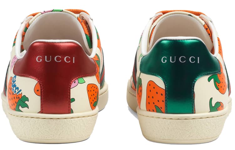 Кроссовки Gucci Ace Leather Strawberry Print - изображение 5