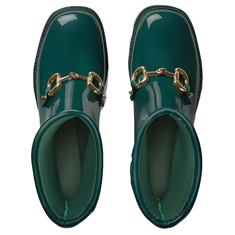 Сапоги Gucci Rubber Horsebit Ankle Boots Green - изображение 5