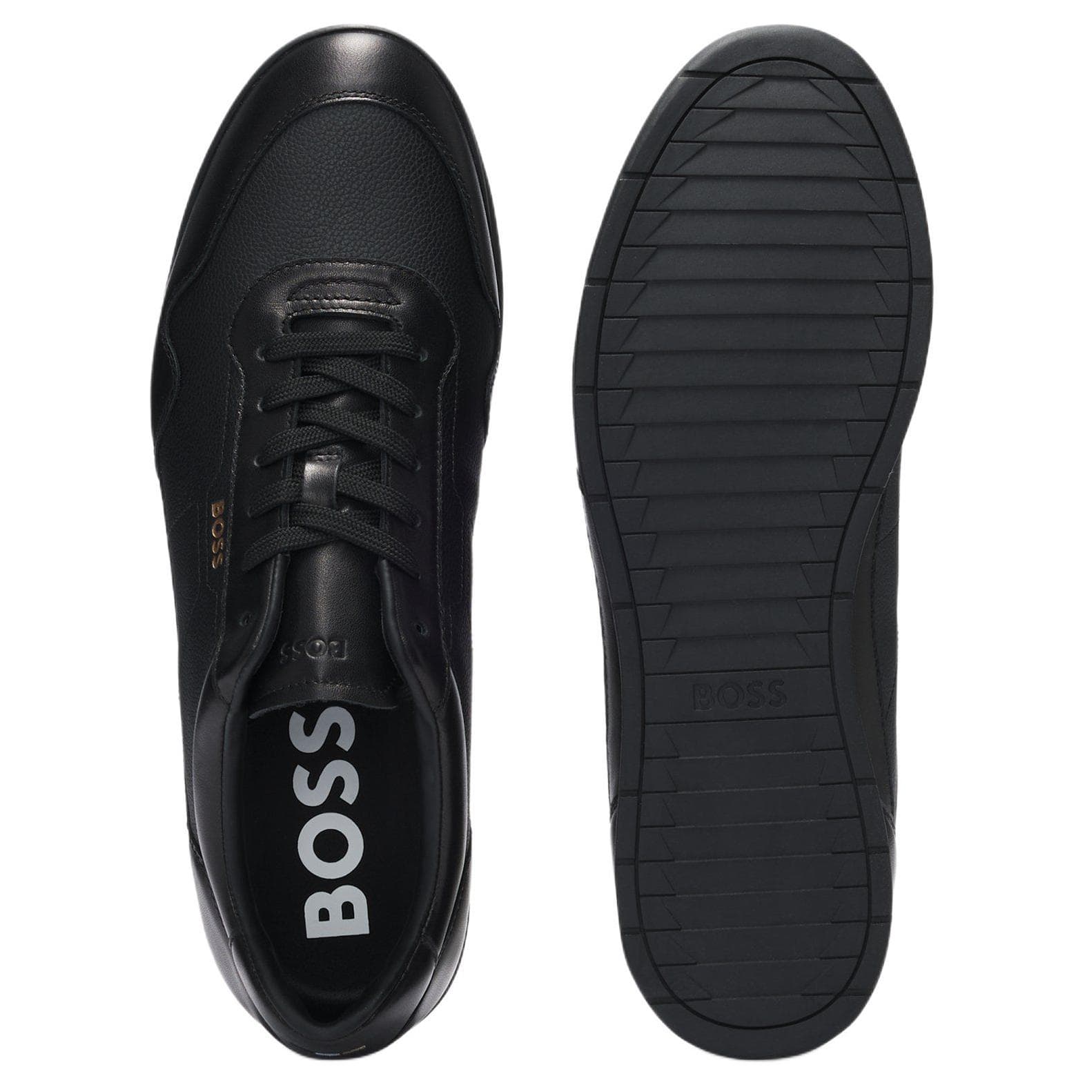 Кроссовки HUGO BOSS Коровья кожа Низкий топ Повседневная обувь Мужская Черная - изображение 4