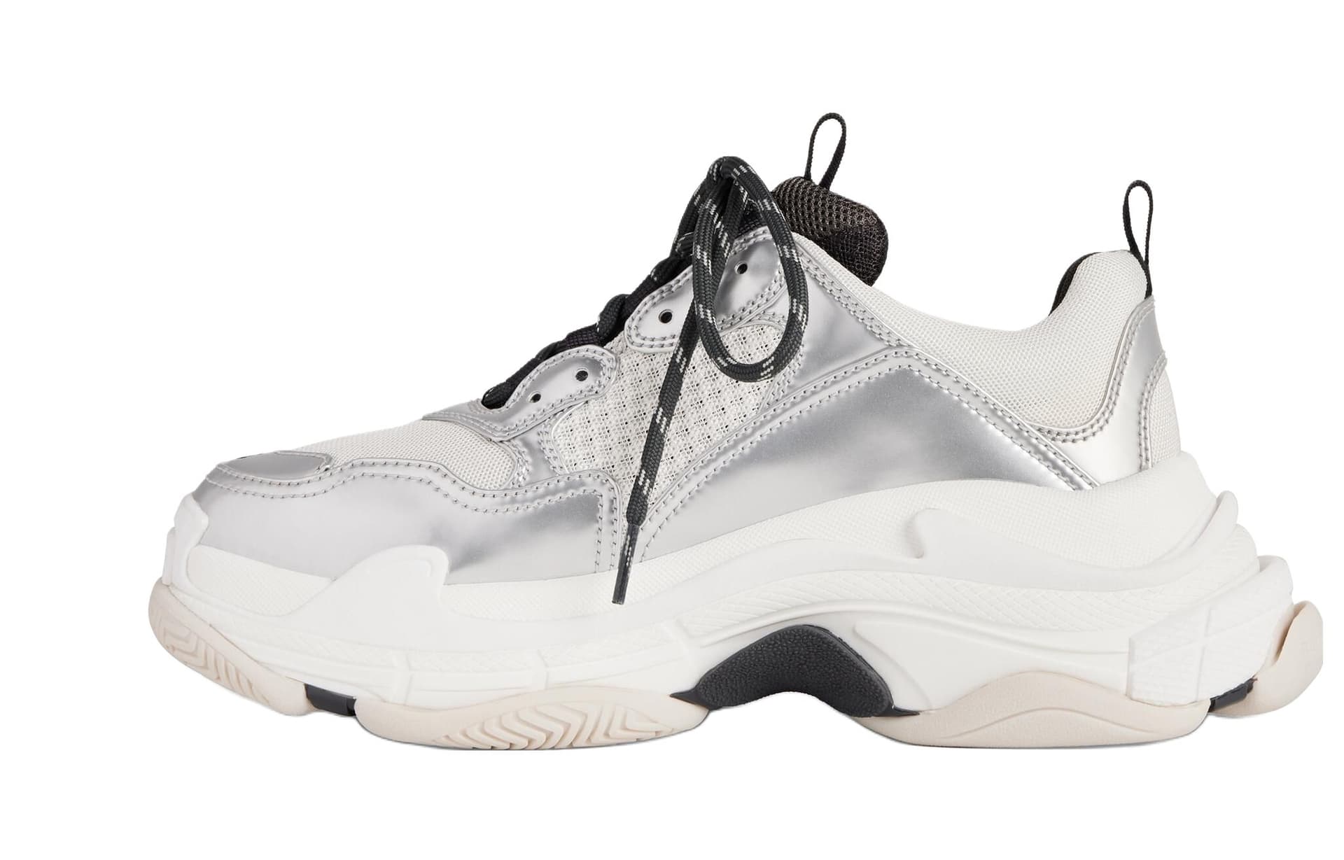 Кроссовки Balenciaga Triple S Текстиль Искусственная кожа Низкий топ Повседневная обувь Женская Серебряный - изображение 1
