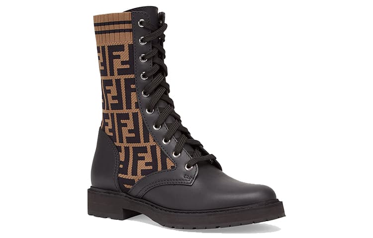 Ботинки Fendi FF Motif Leather Biker Boots Black - изображение 3