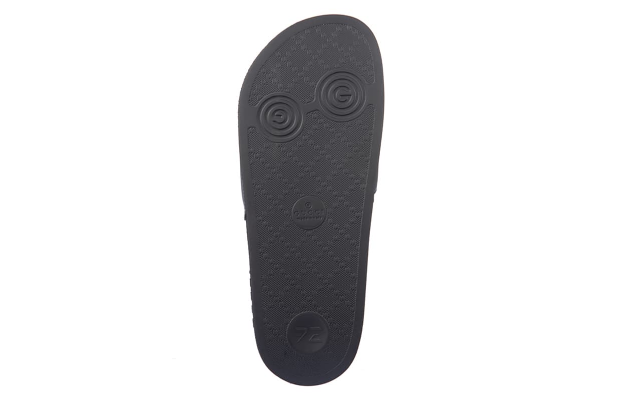 Сандалии Gucci Leather Open-Toe Slides Black - изображение 7