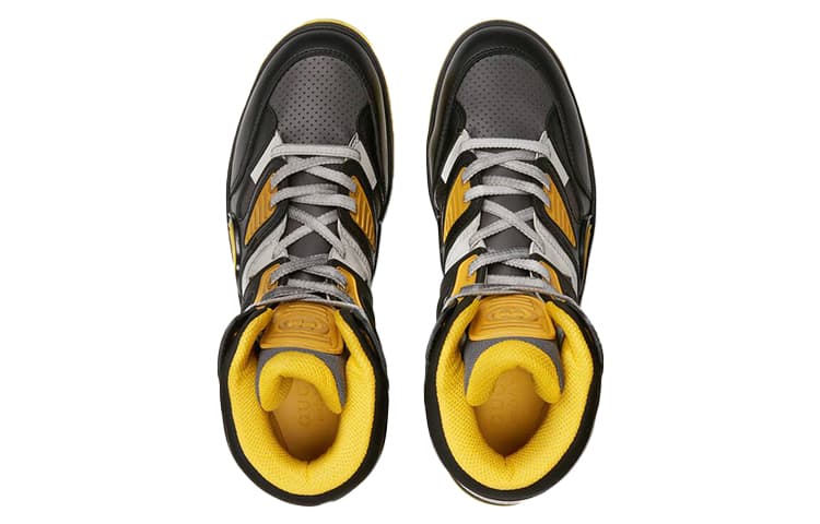 Ретро баскетбольные кроссовки Gucci Basket High-Top Retro Basketball Shoes Black White Yellow - изображение 3
