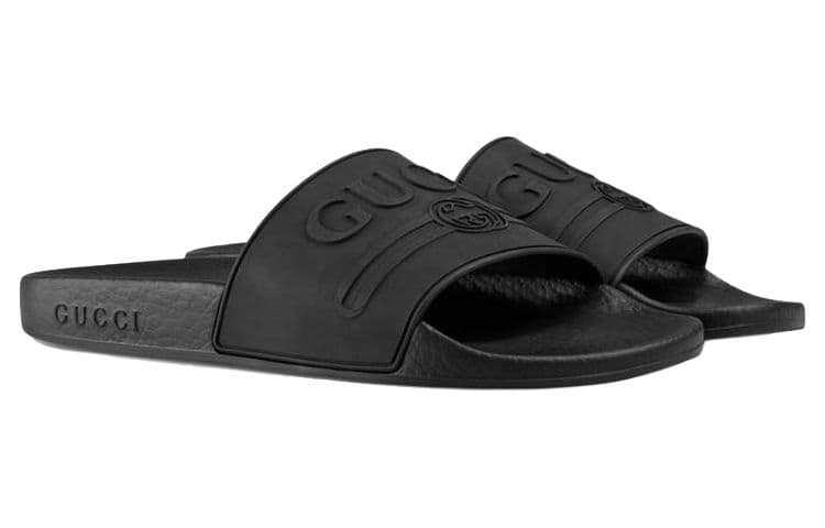 Сандалии Gucci Rubber Slide Black - изображение 3