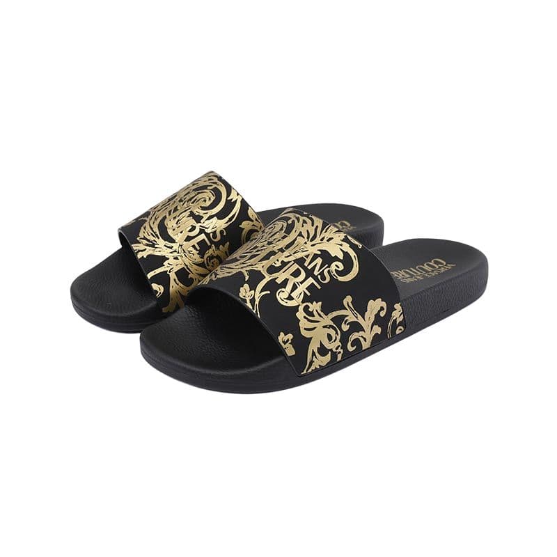 Сандалии VERSACE JEANS COUTURE Шлепанцы Женские Черный Золото - изображение 3