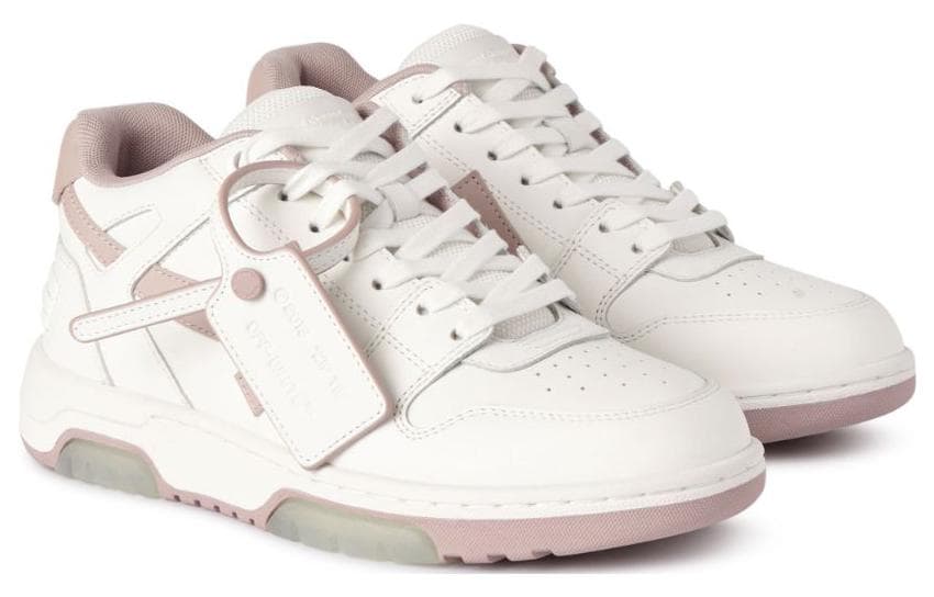 Кроссовки OFF-WHITE Out Of Office 100% кожа Удобно и модно низкие кроссовки женские Бело-розовый - изображение 3