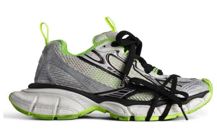 Кроссовки Balenciaga Triple S ПУ (полиуретан) сетчатая ткань низкий топ повседневная обувь женский серебристый с эффектом старения - изображение 2