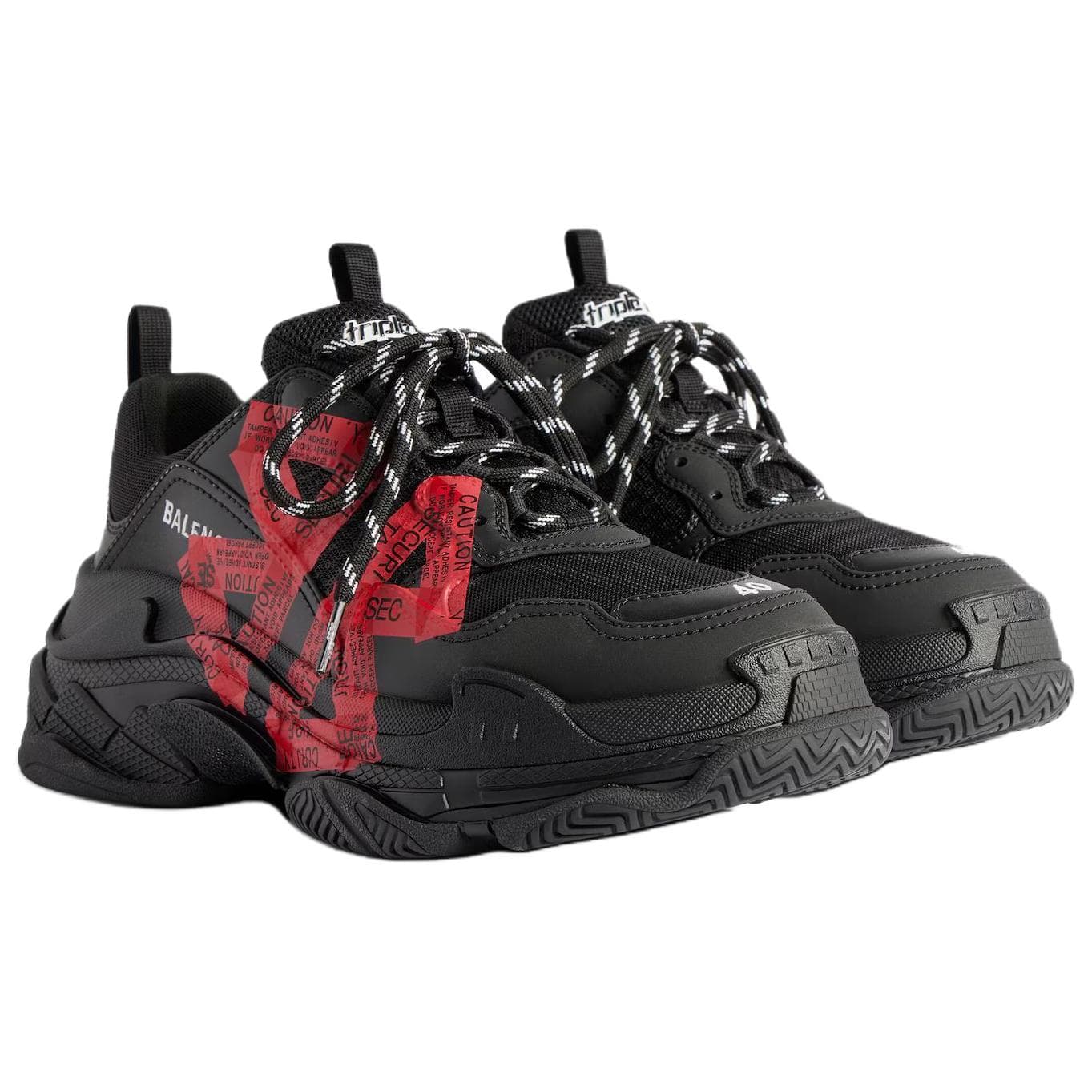 Кроссовки Balenciaga Triple S Low Топ Массивные кроссовки Женские Черный Красный - изображение 4