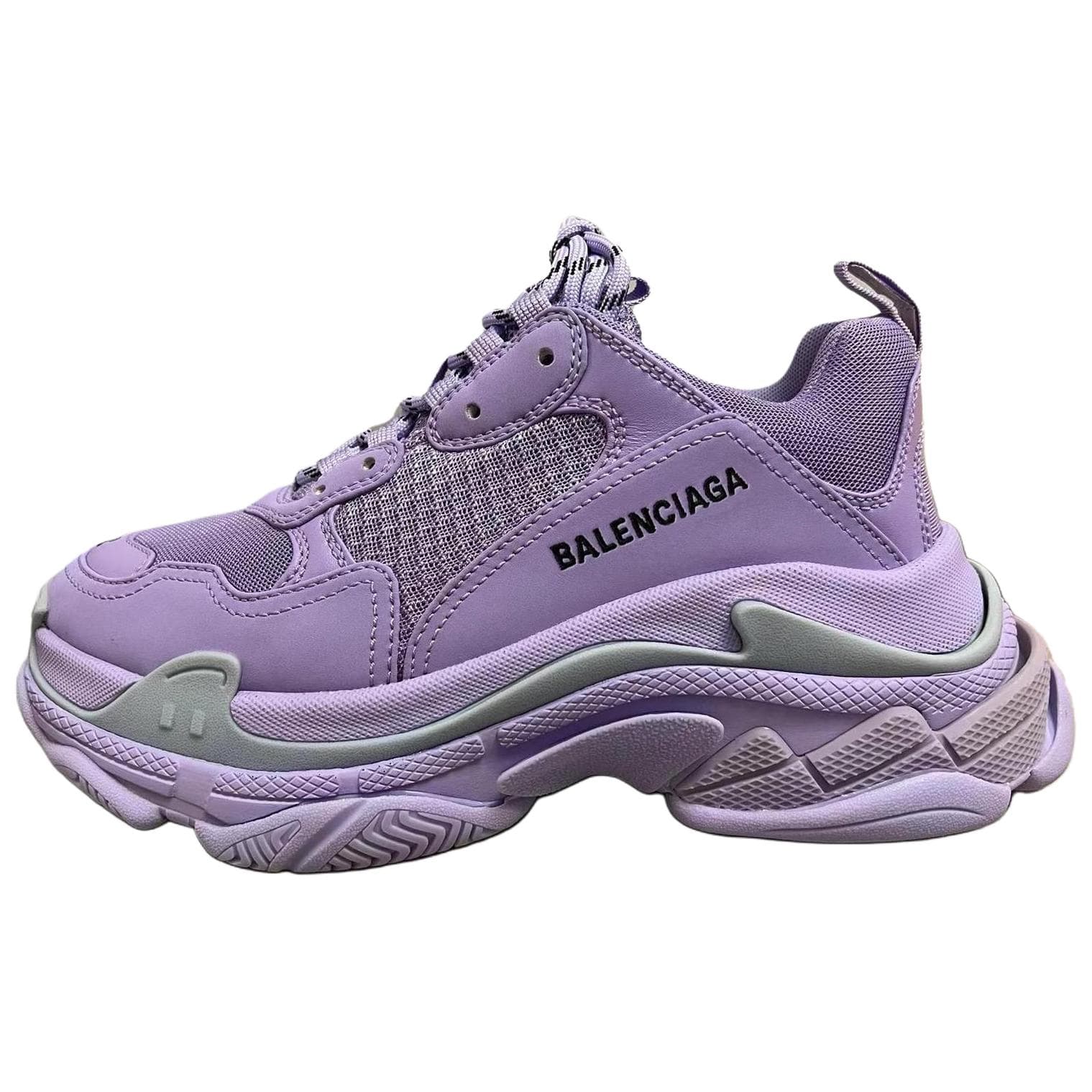 Кроссовки Balenciaga Triple S Кожа Низкие Кеды Женские Фиолетовые - изображение 1
