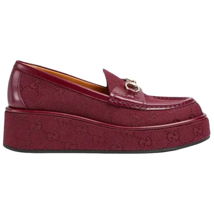 Лоферы GUCCI Кожа Лоферы 5 см Женские Бордовый - изображение 2