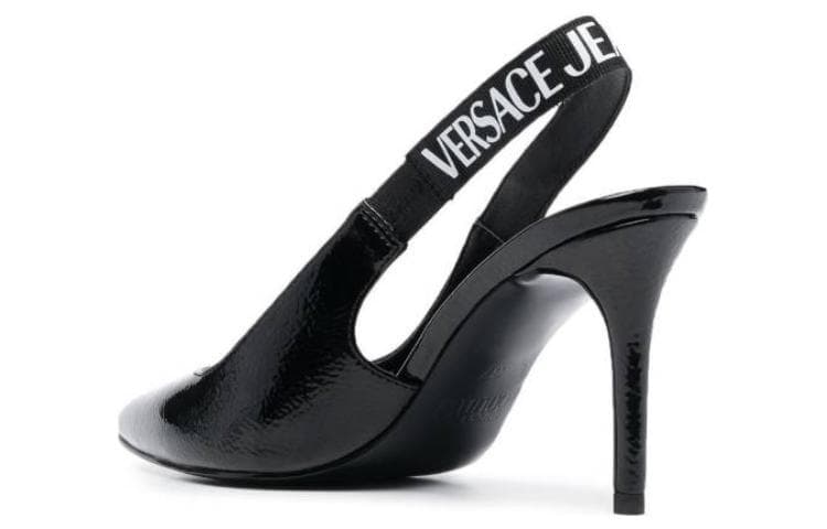 Туфли VERSACE JEANS COUTURE Узкий каблук Высокие каблуки Женские Черный - изображение 4