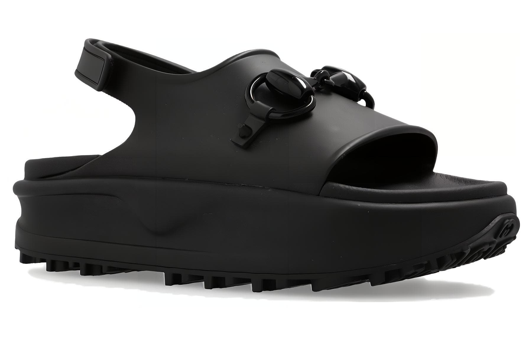 Шлёпанцы Gucci Rubber Horsebit Platform Sandals Black - изображение 3