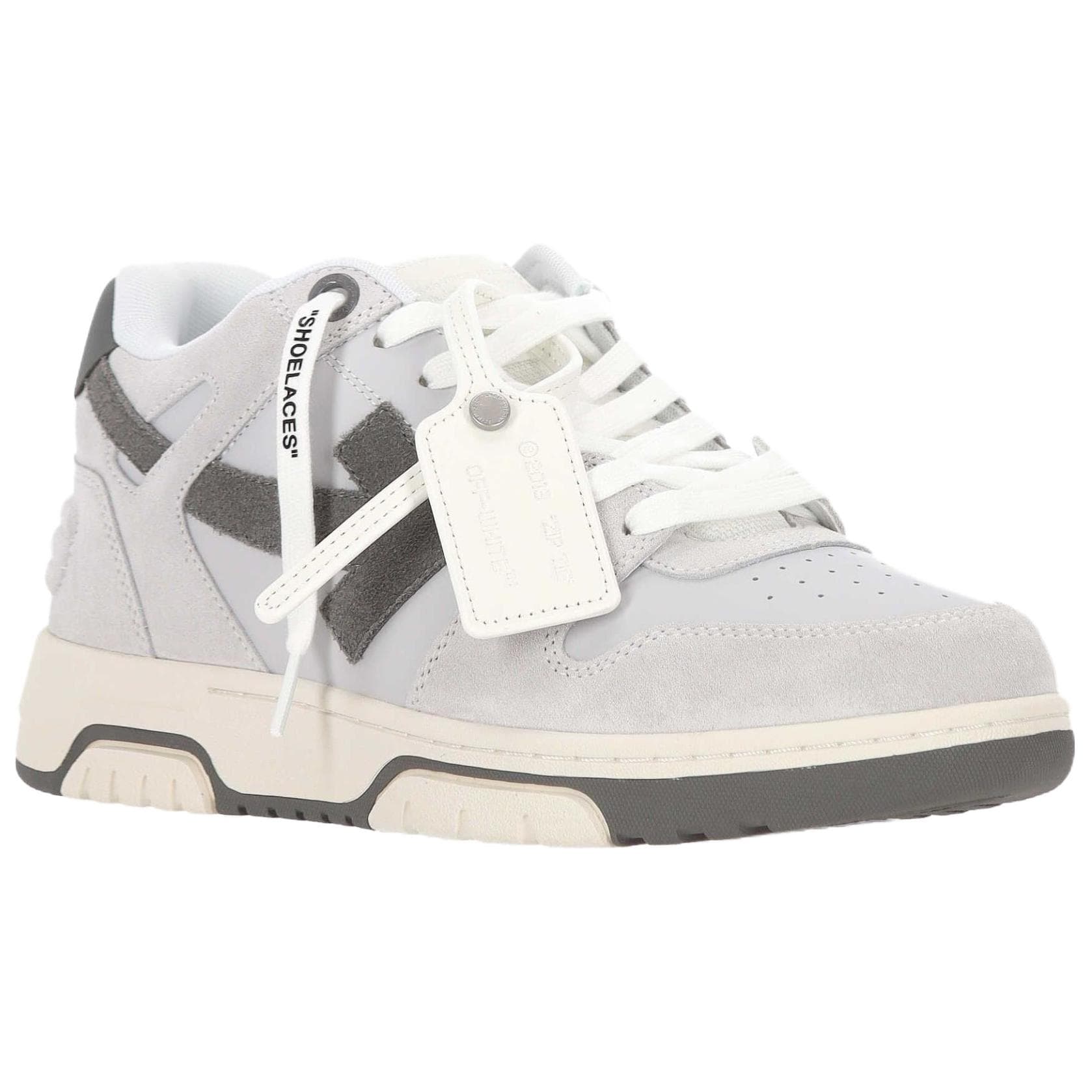 Кроссовки OFF-WHITE Лицевая коровья кожа Круглый носок Шнуровка Низкие кроссовки Мужские Серый - изображение 2