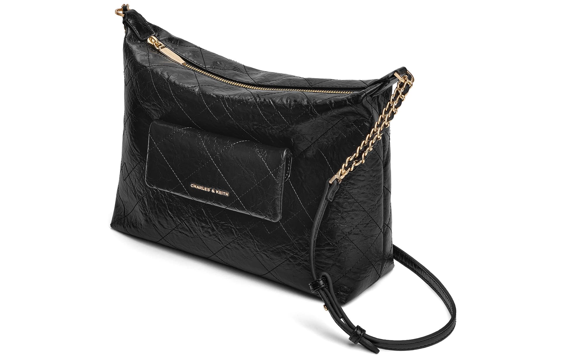 Сумка через плечо CHARLES&KEITH Сумка-тоут через плечо средний размер женская Black/Кремово-молочный белый - изображение 3