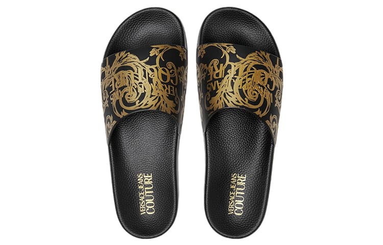Сандалии Versace Jeans Couture Flat Slide Black Gold - изображение 3