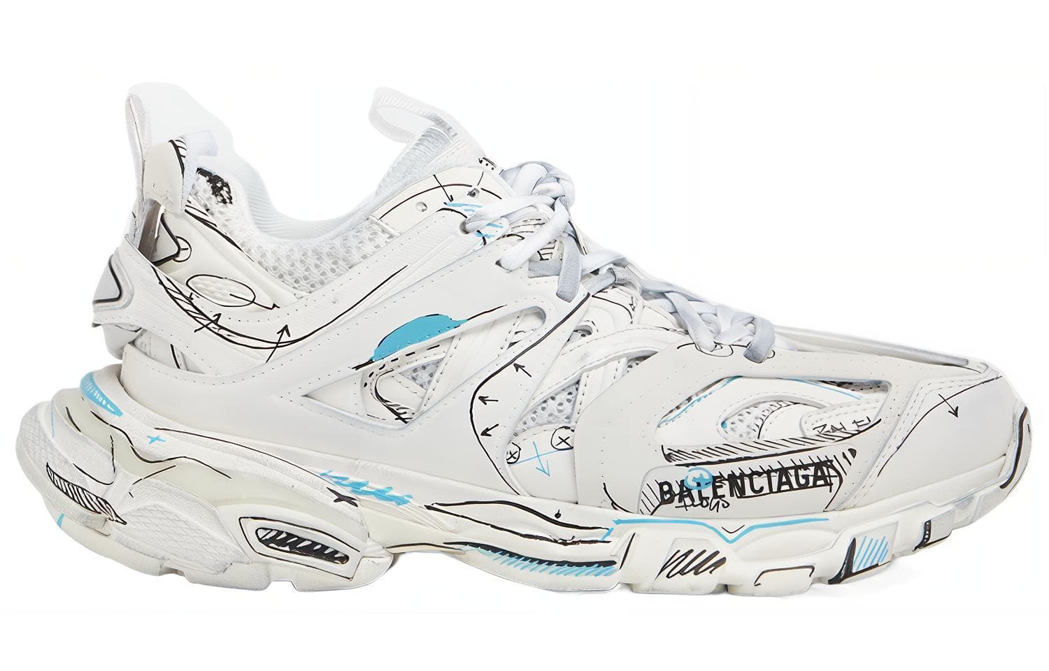 Кроссовки Balenciaga Track 1,0 Кружево Вверх Низкие Кроссовки Женские Белые С Эффектом Потертости - изображение 2
