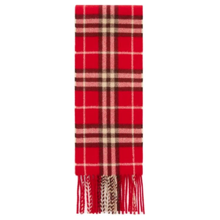 Шарф Burberry Плюш с кольцевым рисунком Вязаные шарфы Женские Карандаш Красный - изображение 1