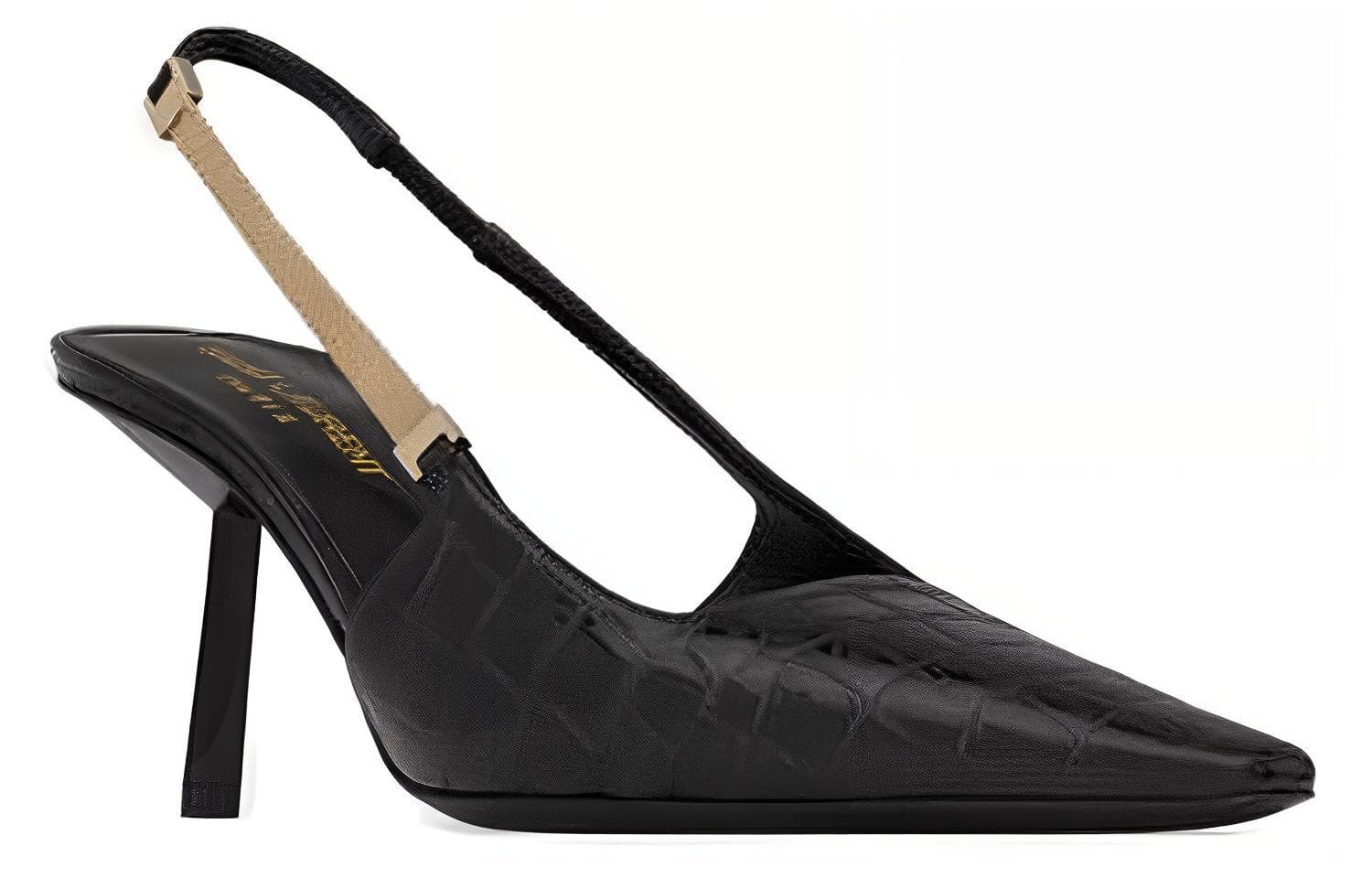 Туфли Saint Laurent Blake Leather Slingback Heels Black - изображение 3