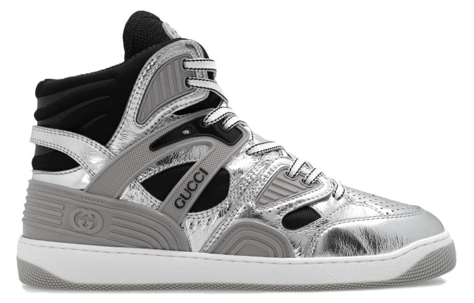 Кроссовки Gucci Basket High-Top Black Silver - изображение 2