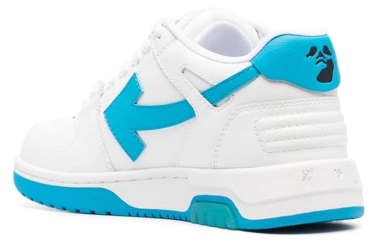 Кроссовки OFF-WHITE Out Of Office 100% кожа Стильные Скейтбординги низкие круглые На шнурках женские бело-голубые - изображение 4