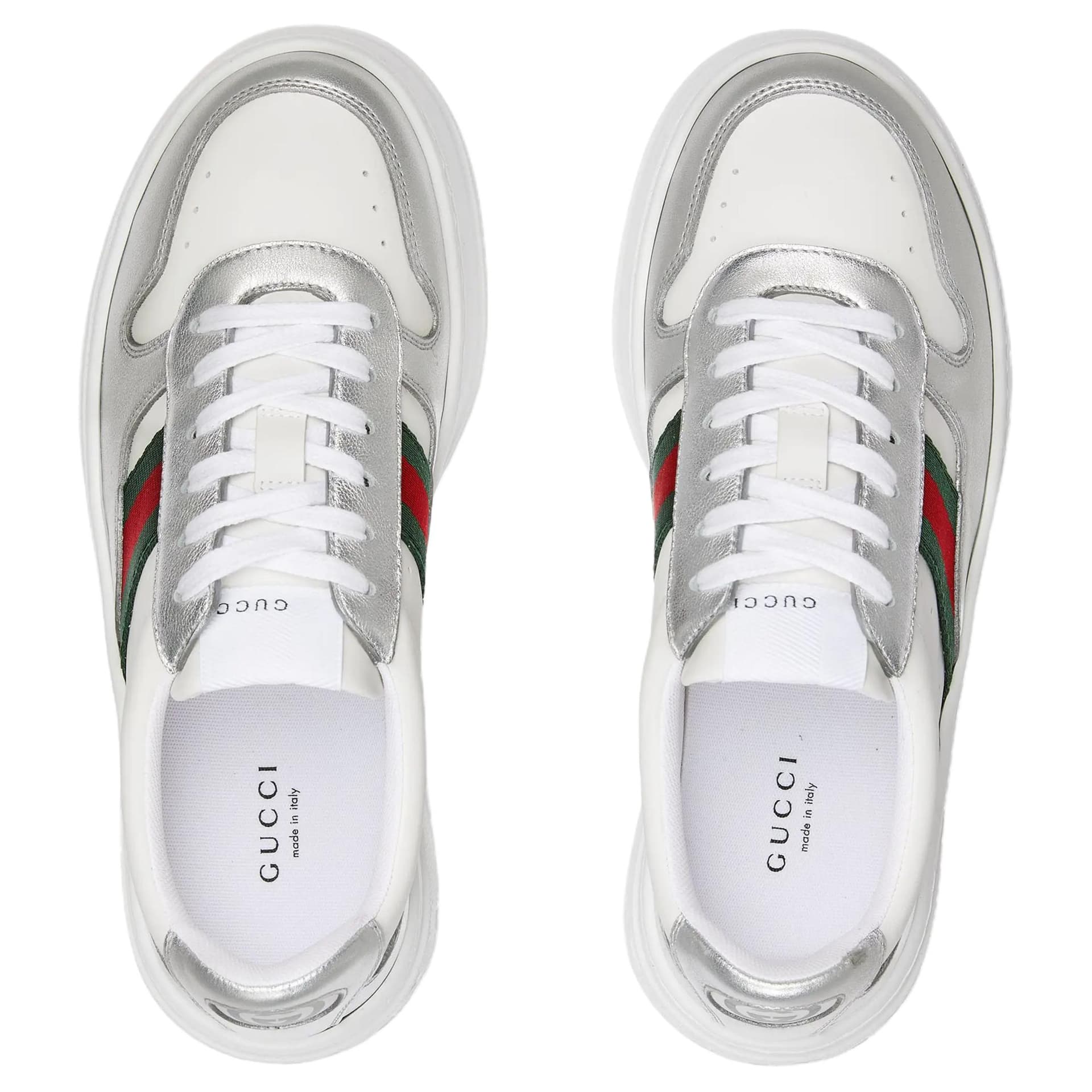 Кроссовки Gucci Leather Lace-Up Low Top Sneakers White - изображение 4