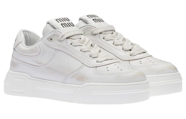 Кроссовки Miu Miu Leather Low-Top Sneakers White - изображение 3