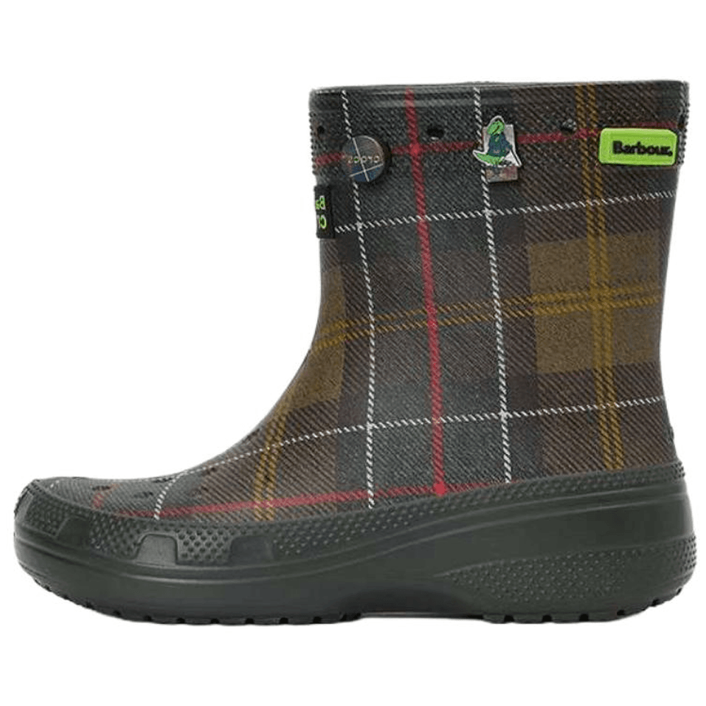 Сапоги Crocs x Barbour Резиновые ботинки с клетчатым узором унисекс зеленый коричневый - изображение 1