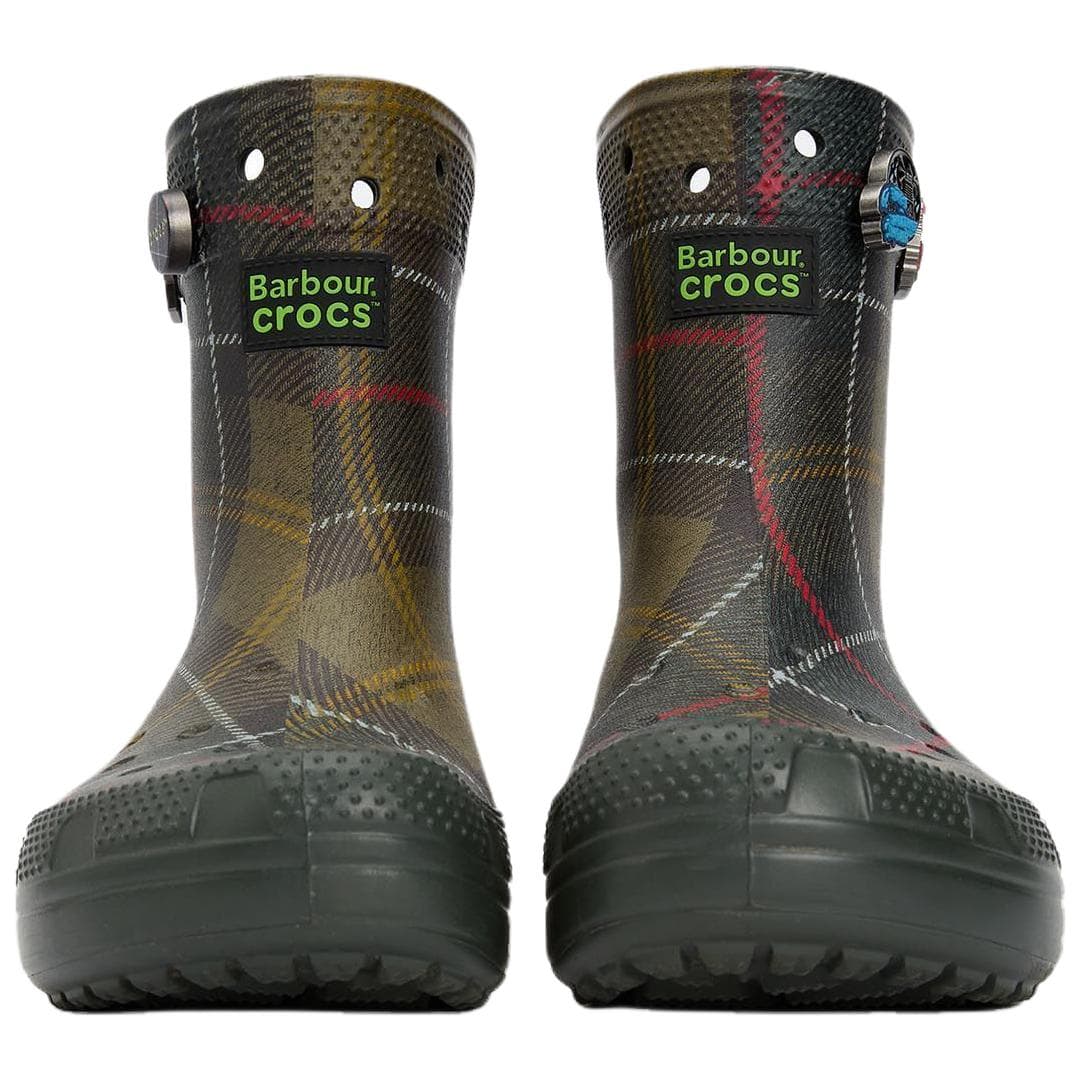 Сапоги Crocs x Barbour Резиновые ботинки с клетчатым узором унисекс зеленый коричневый - изображение 4
