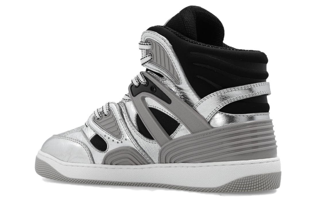 Кроссовки Gucci Basket High-Top Black Silver - изображение 4