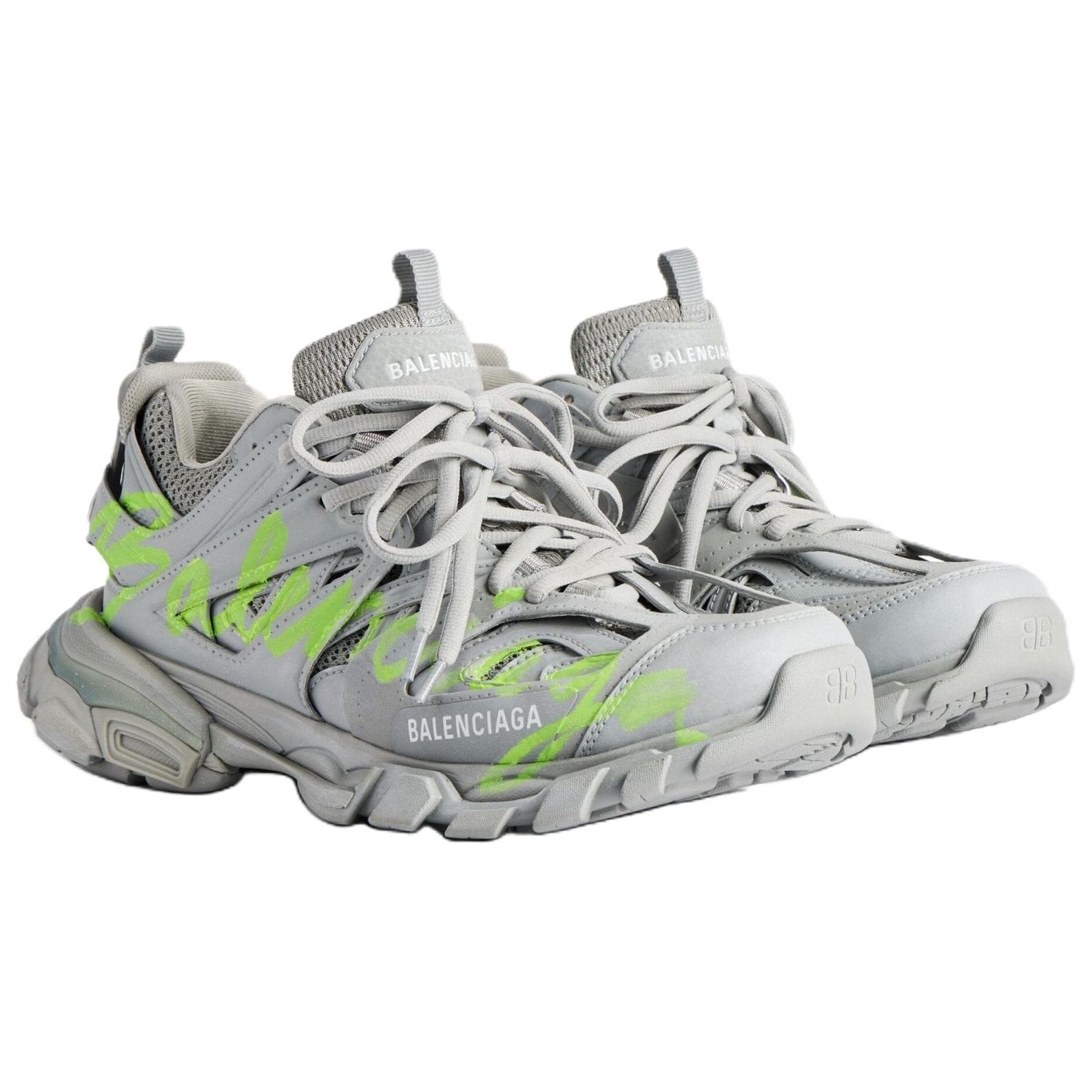 Кроссовки Balenciaga Track Signature Low Топ Кроссовки Мужские Серый Неон Желтый - изображение 4