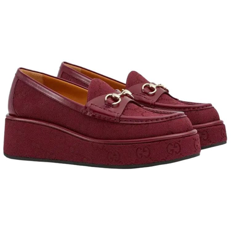 Лоферы GUCCI Кожа Лоферы 5 см Женские Бордовый - изображение 3