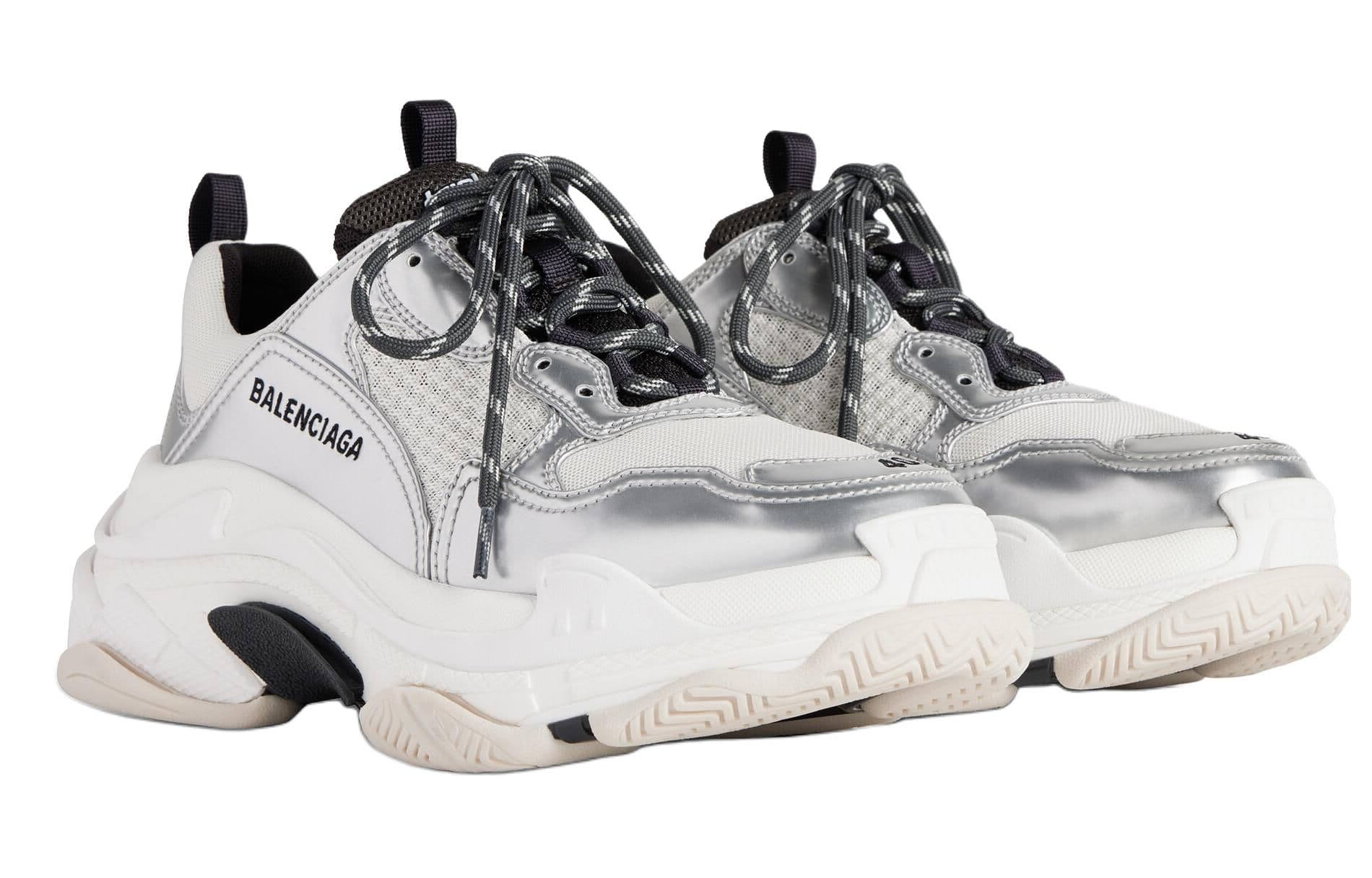 Кроссовки Balenciaga Triple S Текстиль Искусственная кожа Низкий топ Повседневная обувь Женская Серебряный - изображение 2