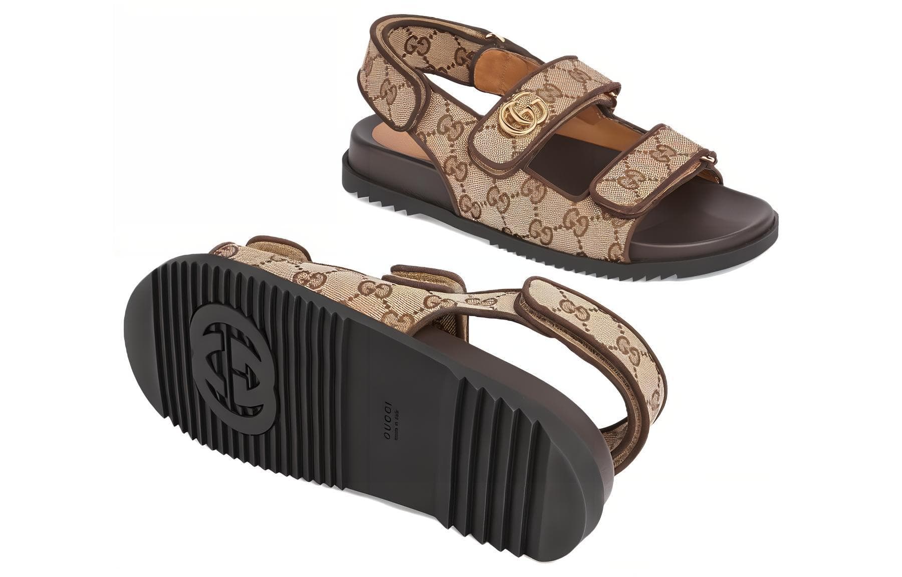Сандалии с ремешком Gucci Double G Sandals Brown - изображение 5
