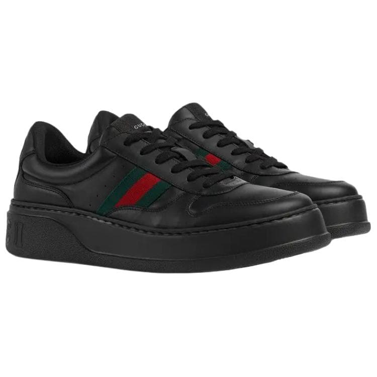 Кроссовки Gucci Leather Low Top Sneakers Black - изображение 3