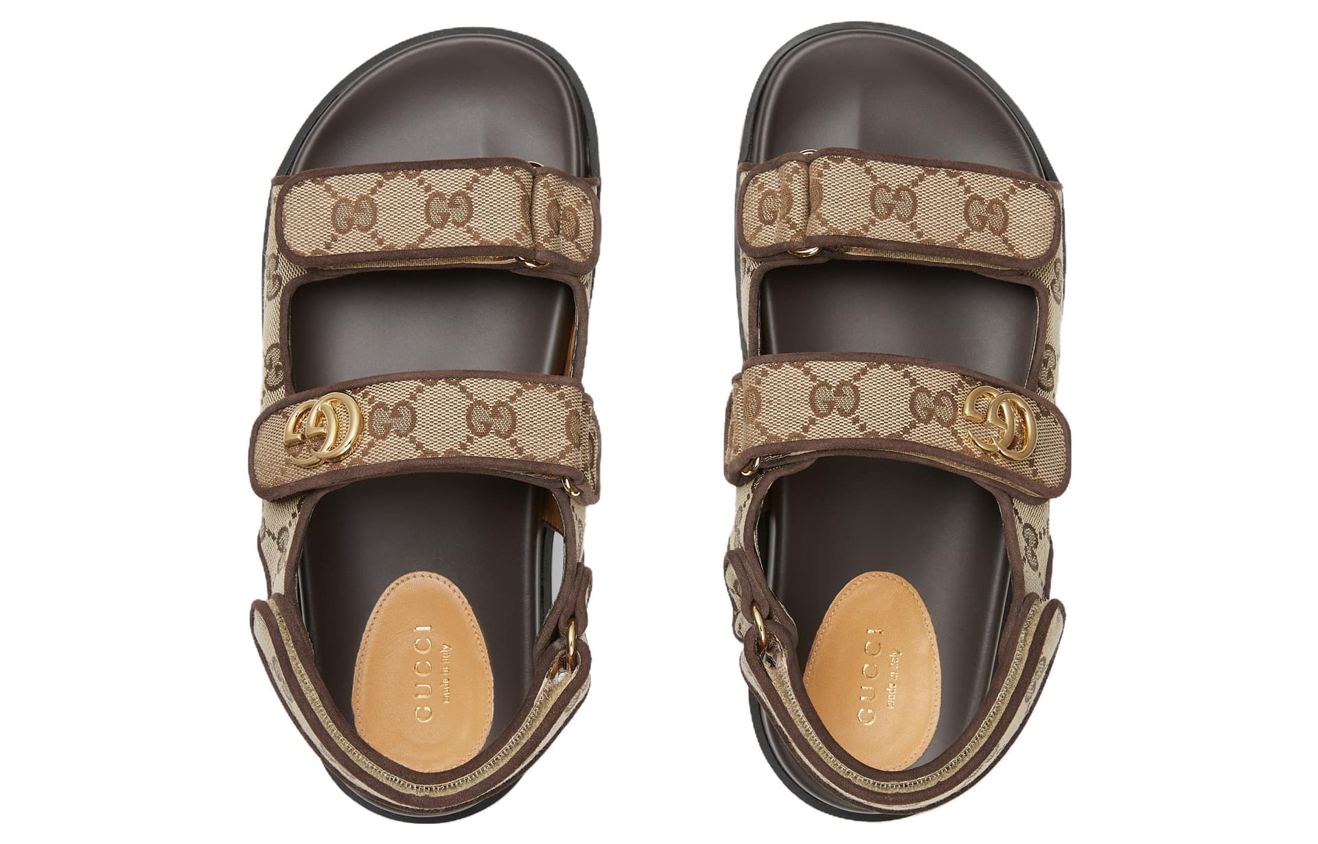 Сандалии с ремешком Gucci Double G Sandals Brown - изображение 3
